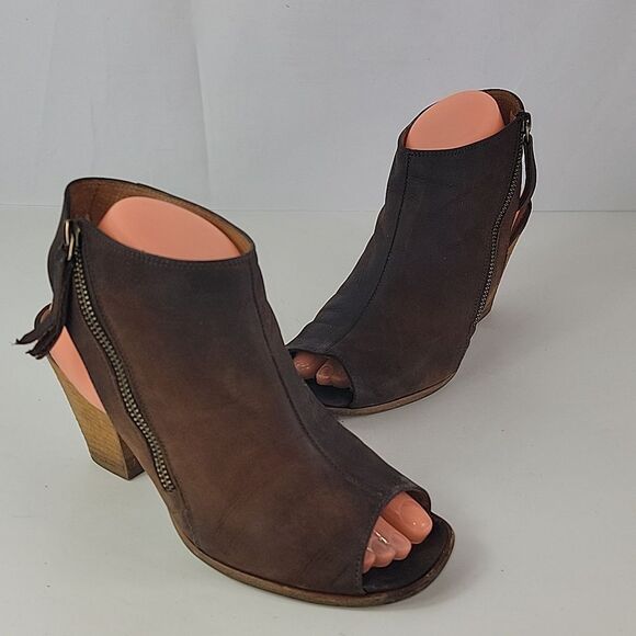 Paul Green Cayanne Peep Toe Ankle Booties Nubuck Leather Block Heel - Picture 3 of 16
